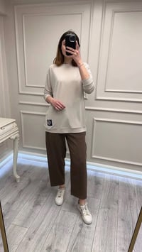Yusuf Özdemir 26Y1558 Latte Akışkan Krep Kumaş Pantolon