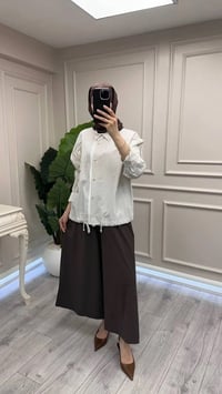 Yusuf Özdemir 26Y1648 Kahve Geniş Paçalı Pantolon Etek