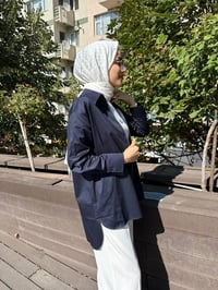 Zeynep Şule 10006 Lacivert Pamuk Fermuarlı Gömlek
