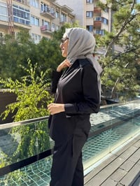 Zeynep Şule 10006 Siyah Pamuk Fermuarlı Gömlek