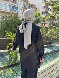 Zeynep Şule 10006 Siyah Pamuk Fermuarlı Gömlek