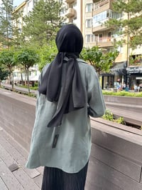Zeynep Şule 11144 Küf Yeşili Oversize Gömlek