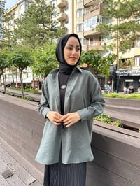 Zeynep Şule 11144 Küf Yeşili Oversize Gömlek