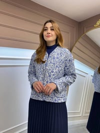 Zeynep Şule 3518001 Beyaz Desenli Kapitone Ceket