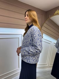 Zeynep Şule 3518001 Beyaz Desenli Kapitone Ceket