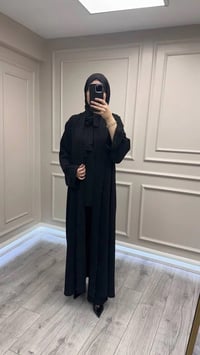 Zigay 1002 Siyah Üçlü Abaya Takım