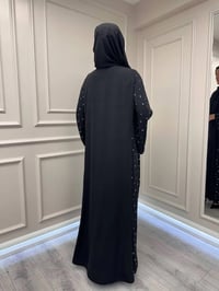 Zigay 1011 Siyah Kolları Ve Yanları Taşlı Abaya