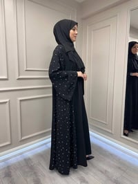 Zigay 1011 Siyah Kolları Ve Yanları Taşlı Abaya