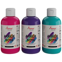 Mor-Fuşya-Turkuaz Akrilik Boya 3'lü Set 3x250gr