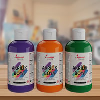 Yeşil-Mor-Turuncu Akrilik Boya 3'lü Set 3x250gr