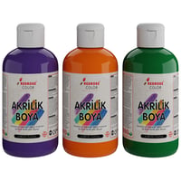Yeşil-Mor-Turuncu Akrilik Boya 3'lü Set 3x250gr