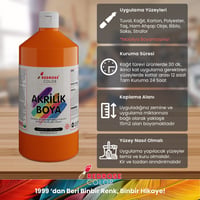 Yeşil-Mor-Turuncu Akrilik Boya 3'lü Set 3x1000gr
