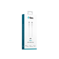 2DK36B ttec USB-C - USB-C 120cm 60W PD/QC Hızlı Şarj/Data Kablosu Beyaz