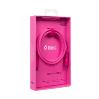 2DK59NP ttec USB-C - USB-C 120cm 60W PD/QC Hızlı Şarj/Data Kablosu Neon Pembe