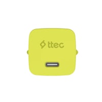 2SCG20CNS ttec SmartCharger GAN 20W PD Seyahat Hızlı Şarj Aleti + USB-C - USB-C 3A Kablo Neon Neon Sarı