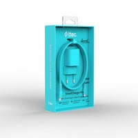 2SCG20LNM ttec SmartCharger GAN 20W PD Seyahat Hızlı Şarj Aleti + USB-C - Lightning 120cm Kablo Neon Neon Mavi