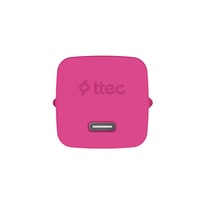 2SCG20LNP ttec SmartCharger GAN 20W PD Seyahat Hızlı Şarj Aleti + USB-C - Lightning 120cm Kablo Neon Neon Pembe