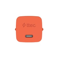 2SCG20LNT ttec SmartCharger GAN 20W PD Seyahat Hızlı Şarj Aleti + USB-C - Lightning 120cm Kablo Neon Neon Turuncu