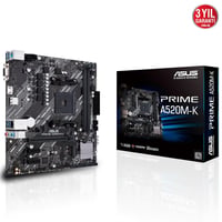 Asus Prime A520M-K AMD AM4 64GB DDR4 4600Mhz M2 Vga-Hdmi mATX Anakart
