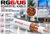 Ersan RG 6-U6 Cu - Cu Class B PVC 500 Metre Beyaz Uydu Kablosu