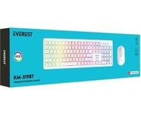 Everest KM-319BT Beyaz 2.4G+BT1+BT2 Çoklu Cihaz Bağlantılı Q Set Kablosuz Klavye + Mouse