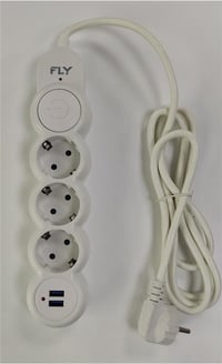 Fly 3393-01 3lü 2mt 2.1A Anahtarlı 2Usb Şarj Çıkışlı Akım Korumalı 2500w