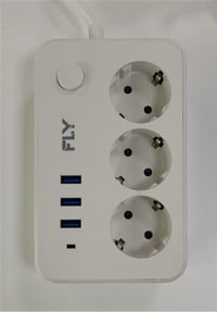 Fly 3406-01 3lü Anahtarlı 2.1A 3Usb Şarj Çıkışı 2mt Anahtarlı  Akım Korumalı Priz Çocuk Koruması