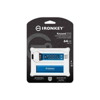 Kingston IKKP200-64GB 64GB IronKey Keypad 200, FIPS 140-3 Lvl 3 (Pending) Flash Bellek