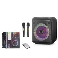 NDR NDR2210 Çift Karaoke Mikrofonlu Bluetooth Hoparlör FM Radyo 20W 10.5 İnç RGB Kumandalı Siyah