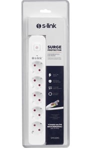 S-link SPG501S 1.5m 1.5mm 100 yüzde  Bakır 750 Joule 5 li Anahtarlı Akım Korumalı Priz
