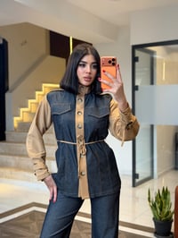 Beli Bağlamalı Denim İkili Takım K1754 KAHVERENGİ
