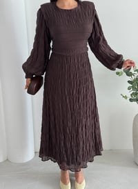 Bürümcük Uzun Balon Kol Detaylı Kadın Elbise  9057