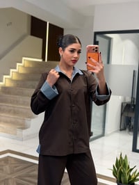 Çizgi Detaylı İkili Takım K1930 Kahverengi
