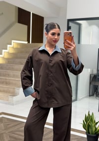 Çizgi Detaylı İkili Takım K1930 Kahverengi
