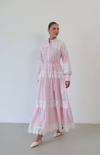 Dantel Detaylı Keten Elbise  1834