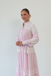 Dantel Detaylı Keten Elbise  1834