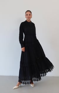 Dantel Detaylı Keten Elbise  1834