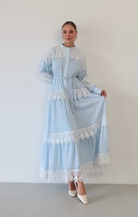 Dantel Detaylı Keten Elbise  1834