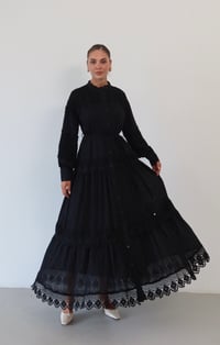 Dantel Detaylı Keten Elbise  1834