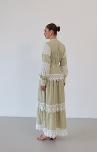 Dantel Detaylı Keten Elbise  1834