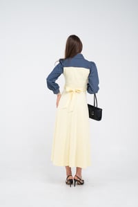 Denim Detaylı Uzun Elbise K1721