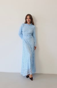 Gül Aplikeli Dantel Uzun Elbise  9064