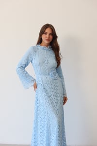 Gül Aplikeli Dantel Uzun Elbise  9064