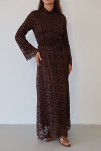 Gül Aplikeli Dantel Uzun Elbise  9064