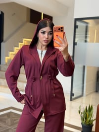 Kapüşonlu Beli Büzgülü Eşofman Takımı K1726 BORDO