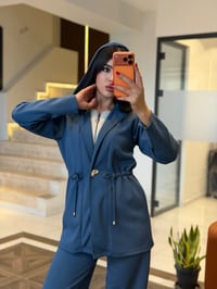 Kapüşonlu Beli Büzgülü Eşofman Takımı K1726 MAVİ