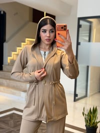 Kapüşonlu Beli Büzgülü Eşofman Takımı K1726 KREM