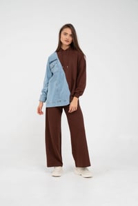 Kapüşonlu Denim Detaylı İkili Takım K1741