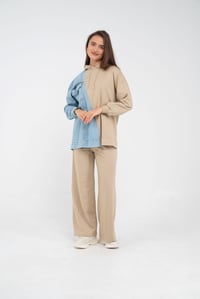 Kapüşonlu Denim Detaylı İkili Takım K1741