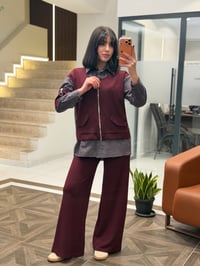 Kol Detaylı Ekoseli Takım K1906 Bordo
